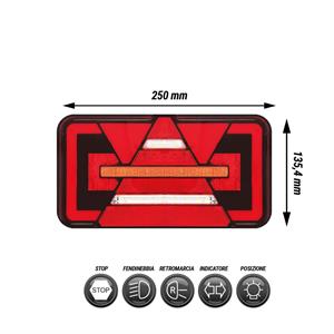 Fanalino posteriore destro a LED 250x135x36mm - 5 funzioni