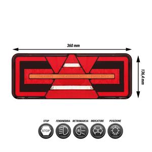 Fanalino posteriore sinistro a LED 360x136x36mm - 5 funzioni