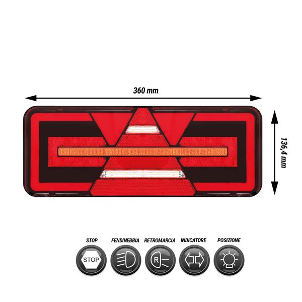 FANALE POST DESTRO 36*3.6*13.6CM POSI/STOP/FRECCIA/FENDI/RETRO