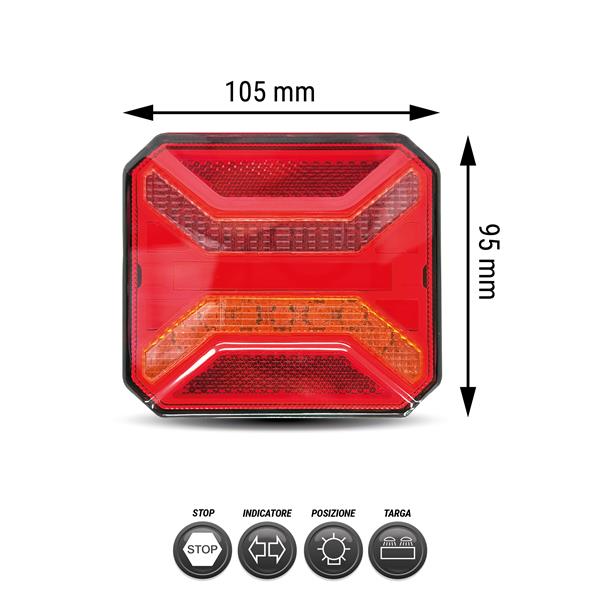 FANALE POSTERIORE 10.5*3.8*9.5CM POSIZIONE/STOP/FRECCIA/TARGA