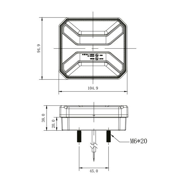 FANALE POSTERIORE 10*10*3.8CM POSIZIONE/FENDINEBBIA/RETROMARCIA