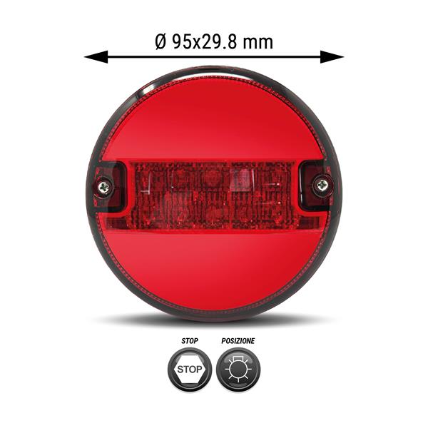 FANALE POSTERIORE TONDO DIAMETRO 9.5CM POSIZIONE/STOP