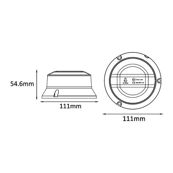 Lampeggiante LED 36W IP69K, profilo basso con magnete