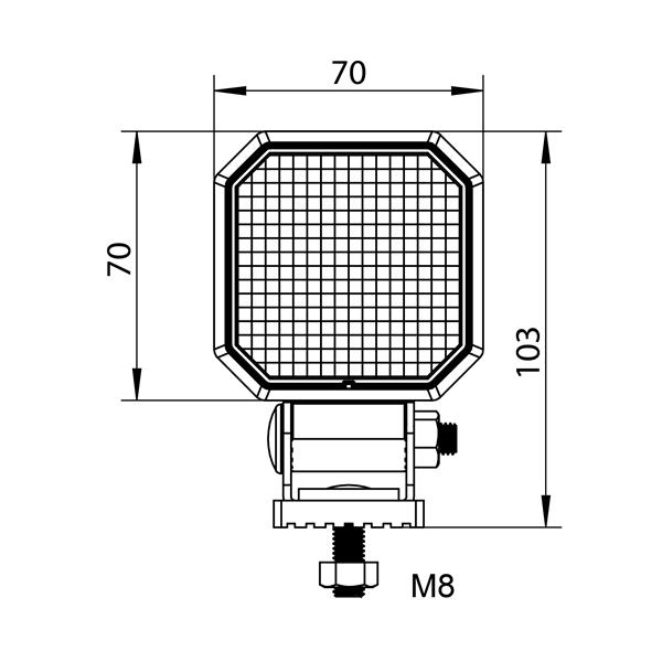 Square work light 20 W 10-30 V 1770 lumens IP69K/ECE/R10/SAE